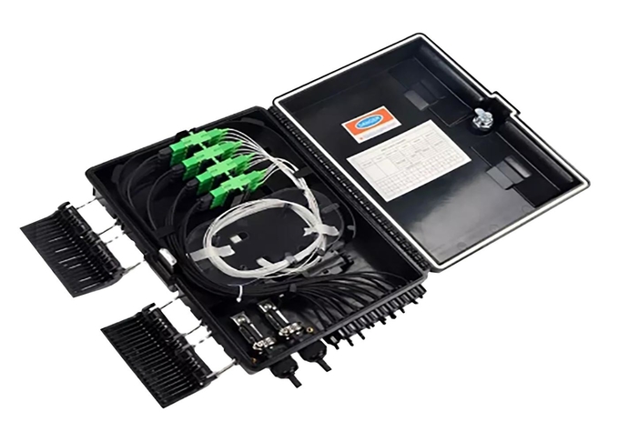 کیت تجهیزات فیبر نوری FTTH جعبه 16 هسته ای توزیع فیبر نوری ABS جعبه سیاه IP65 0