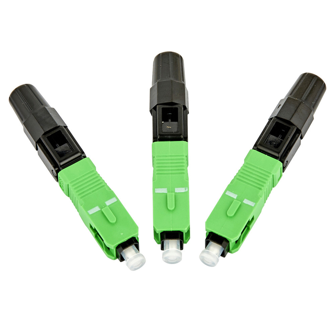 اتصال سریع فیبر نوری SC APC، کانکتور سریع سبز رنگ مونتاژ سریع 0