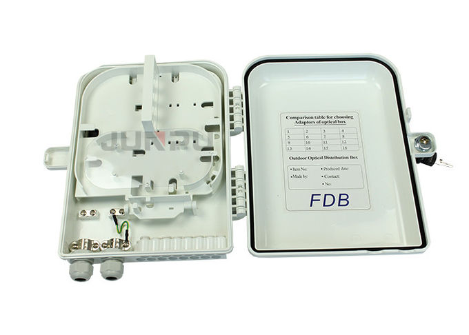 جعبه توزیع Ftth در فضای باز، جعبه توزیع فیبر نوری سفید PC + مواد ABS 0